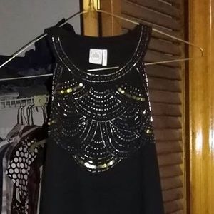 black sequined tank top